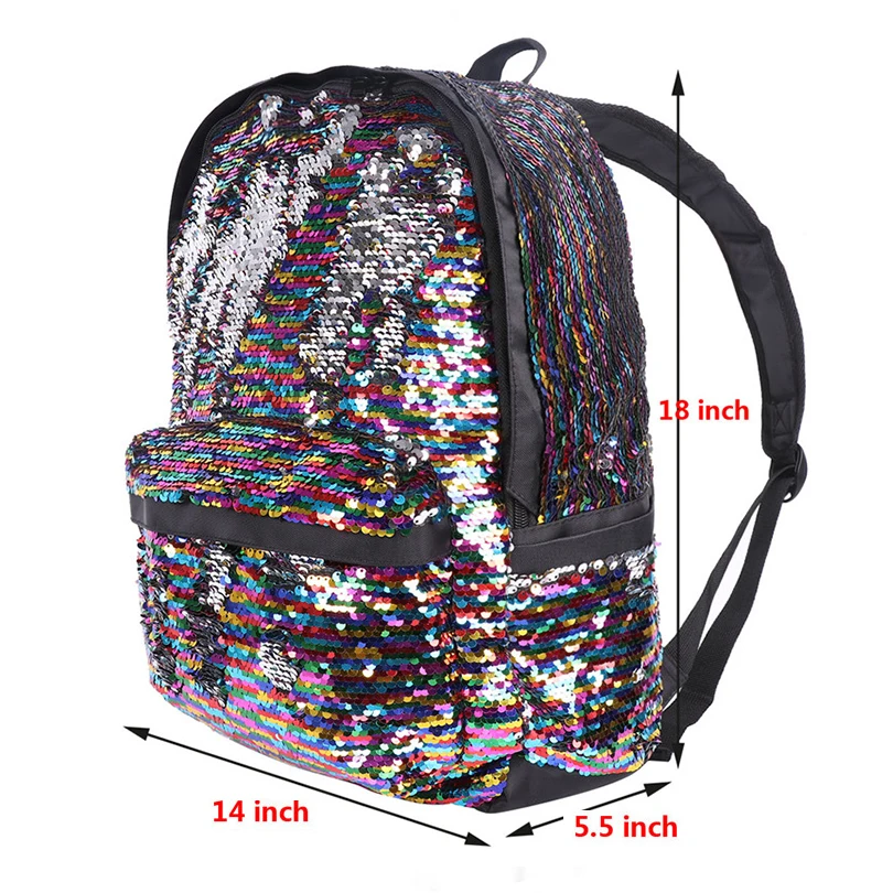 

Fashion Unisex Dazzling Reversible Sparkly Sequin School Bag Shoulder Backpack Sparkly Lightweight Travel Bag for Girls and Boys