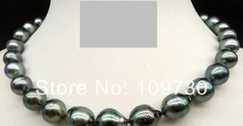 

Jewelry ' 12-15MM NATURAL TAHITIAN GENUINE BLACK GRAY PEARL NECKLACE
