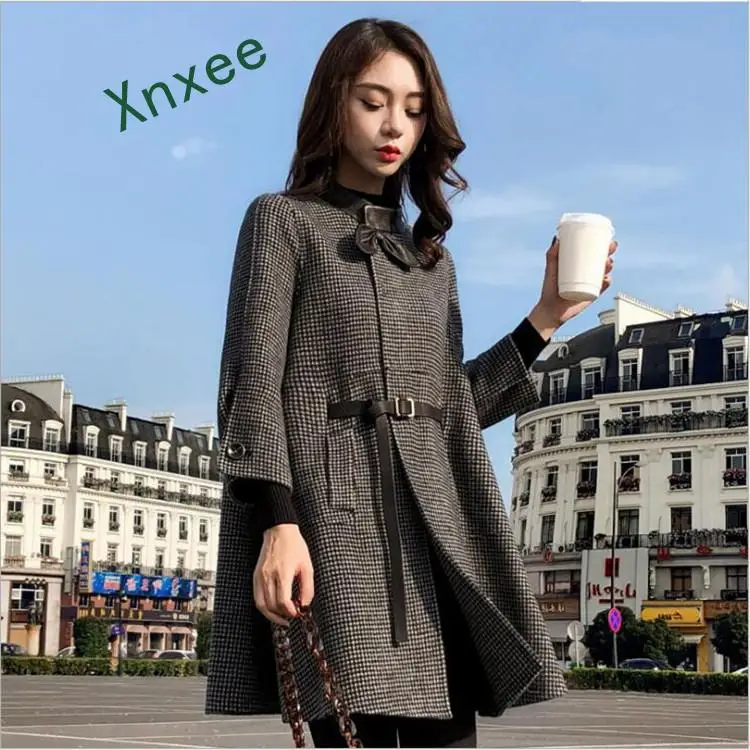 Xnxee 2019 тканевое пальто женское длинное Новое студенческое шерстяное