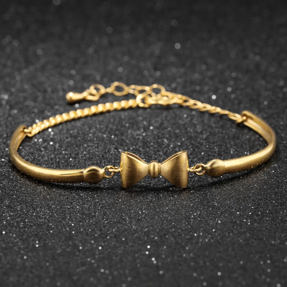 Fate Love Brand Cute Bowknot Bracelets & Bangles For Woman Girl Copper Jewelry Hand Accessories Elegant Thin Bangle Chain KS491