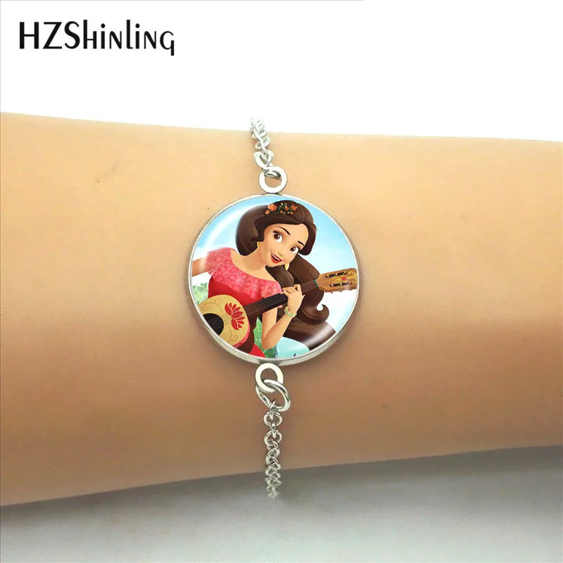 HZShinling Elena of Avalor, стеклянные круглые браслеты для женщин, девушек, искусство, латам, принцесса, Елена, шарм, звено, цепочка, браслет, мини-001 - Окраска металла: 10