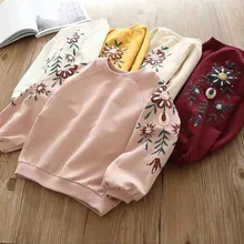 Детский пуловер с цветочным принтом для маленьких девочек, свитер, топы с капюшоном, комплекты одежды, свитер с круглым вырезом и цветочным принтом для девочек