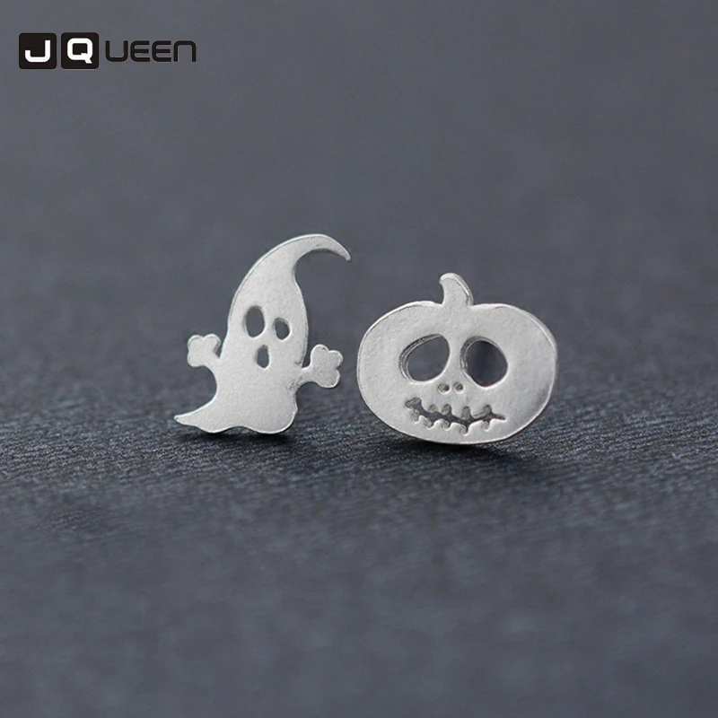 

Fashion Design Silver Color Cute Halloween Pumpkin ghosts Stud Earrings Brincos For Kids Girls Women