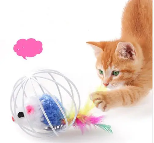 

1pcs Fun Toys False Mouse in Rat Cage Ball For Pet Cat Kitten Play Toy Mouse Best Gift Colors Random