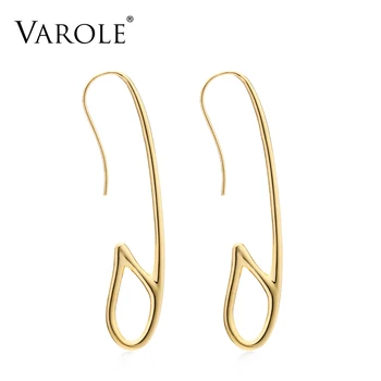 

VAROLE Fashion Brand Earring Safety Pin Long Gold Color Earrings For Women Jewelry orecchini pendientes antialergicos mujer