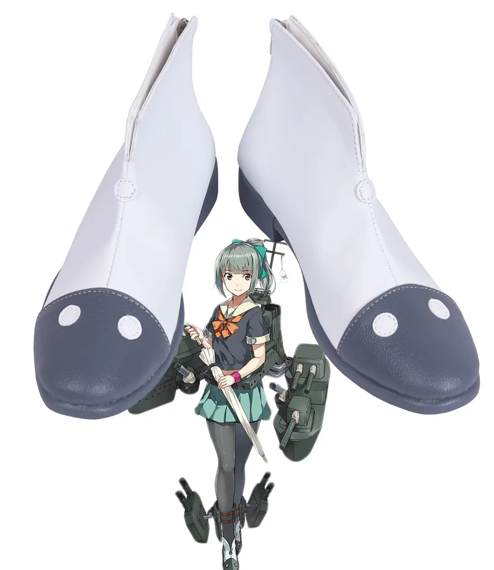 

Kancolle Yuubari Shoes Cosplay Kantai Collection Yubari Cosplay Boots White Shoes Custom Made Any Size