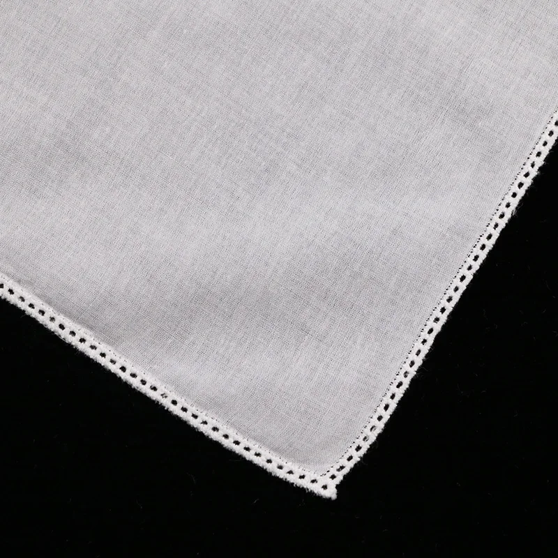 C005: 12 шт. белый Хлопковый кружевной платок Пико С прямым краем для женщин/женщин свадебные пустые носовые платки