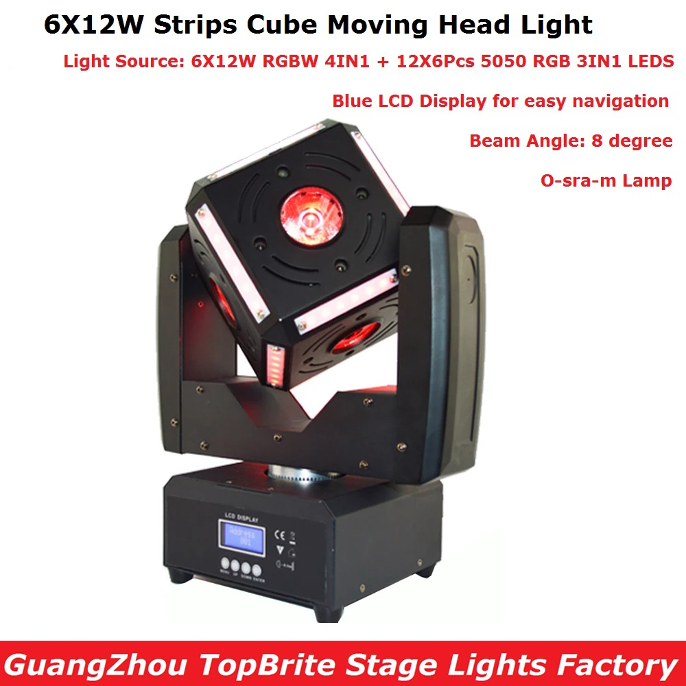 Special Price Carton Package 120W LED Moving Head Lights High Quality 6X12W RGBW 4IN1 O-sra-m Lamp Strips Cube Moving Head Satge Lights