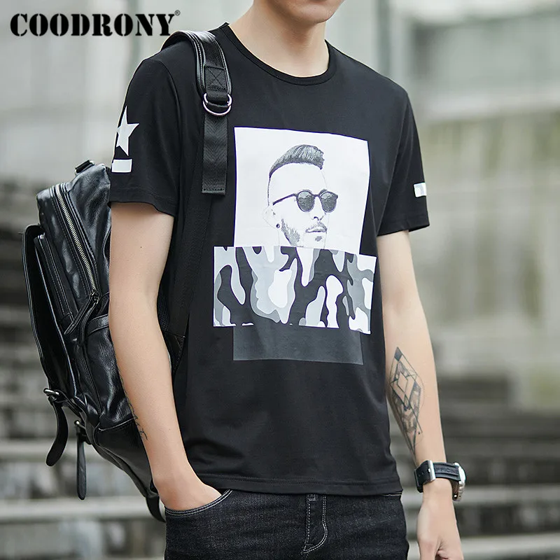 

COODRONY 2019 Summer New Casual Streetwear T Shirt Men Hip Hop Tee Shirt Homme 3D Pattern Tshirt Short Sleeve T-Shirt Men S95084