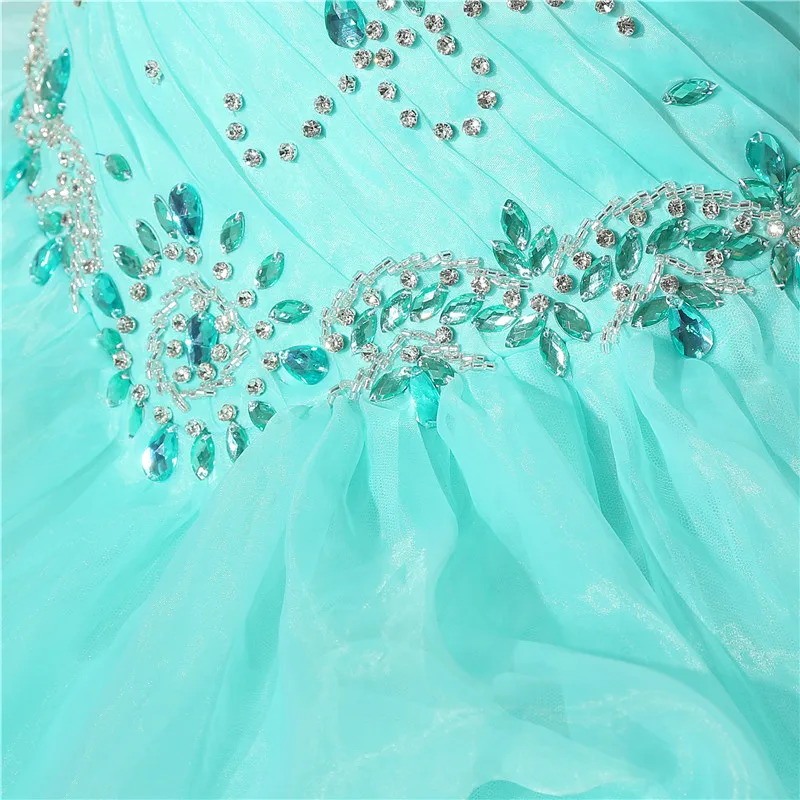 Сапфир Свадебные плиссированные Кристалл бальное платье Quinceanera с Съемная шаль Vestidos De 15 Anos Год Вечерние