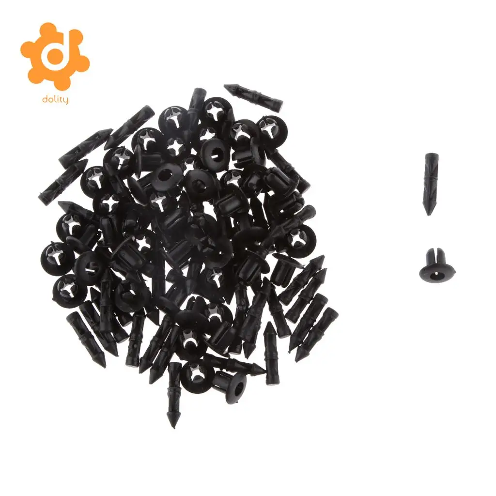 50pcs 6mm Hole Black Plastic Push In Type Rivets Fastener Pin Clips ATV for Yamaha for Suzuki High Quality Durable Nylon