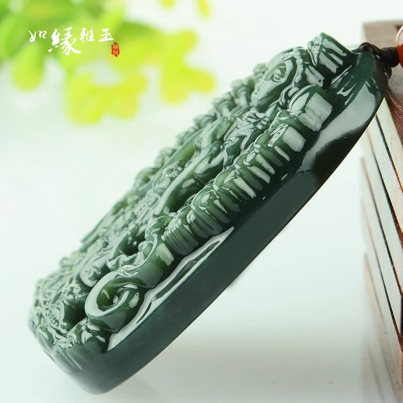 Натуральная HETIAN подвеска с нефритом ручной работы тысяча рук Kwan-Yin круглое ожерелье Мужская мода нефрит ювелирные изделия