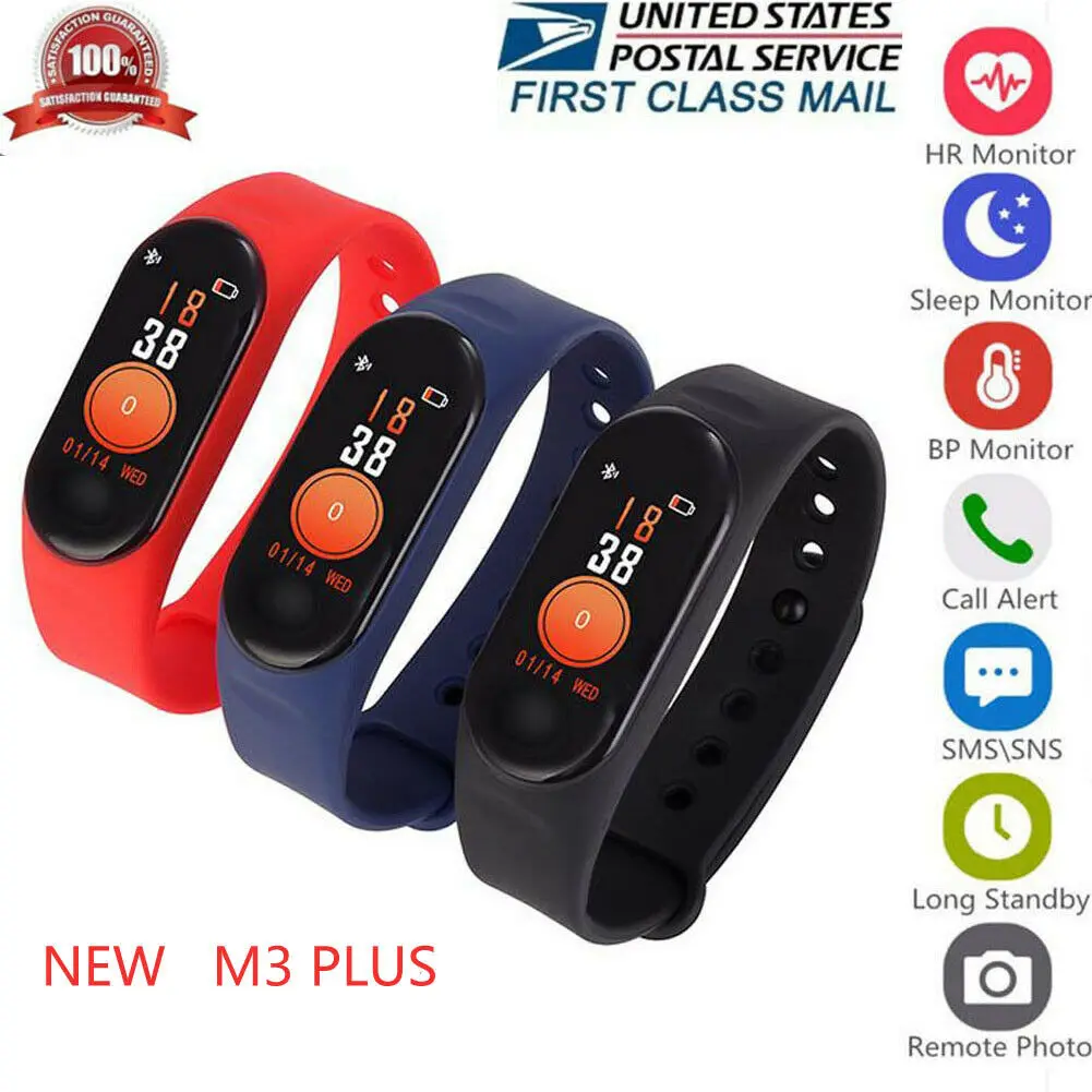 

Newest M3 Plus Fashion Smart Watch Wrist Band Sport Tracker Blood Pressure Sleep HeartRate Bracelet Unisex Wristwatches Dropship