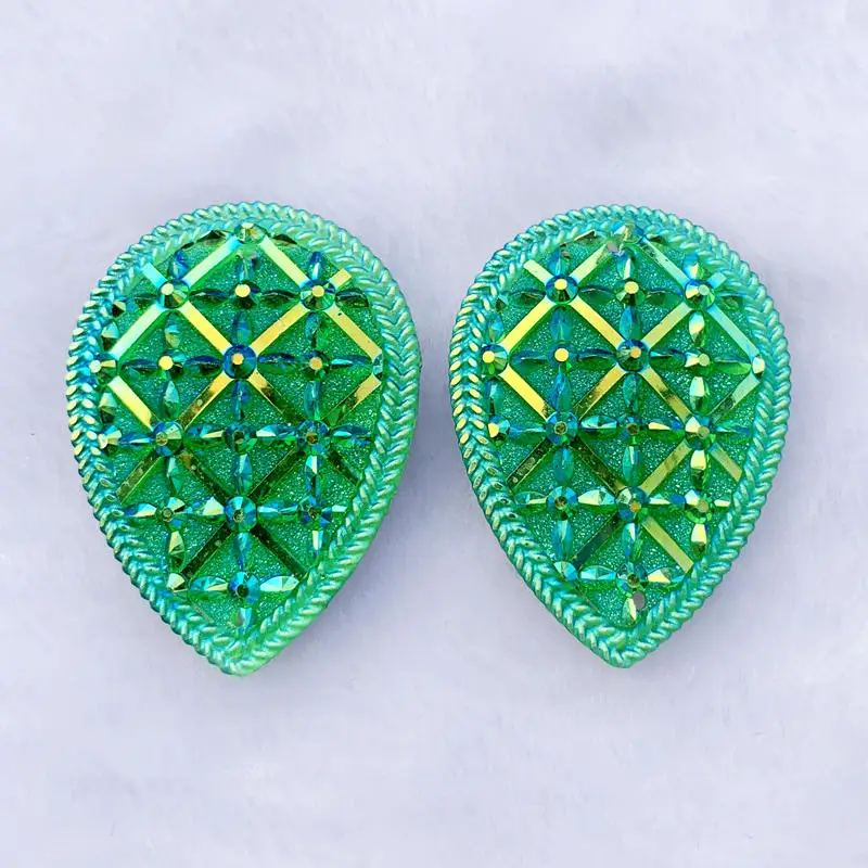 

DIY 30Pcs/lot 30*40mm Water drop Resin Gems Stone For Bead Work Flat Back Sew On Rhinestones With 2 Holes -A216*5