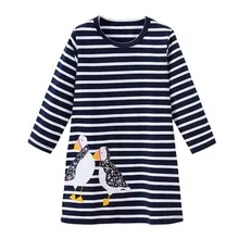 Jumping meter/Полосатые платья для девочек; Вязаная хлопковая детская одежда; Модная одежда для маленьких девочек; платья; Повседневное платье