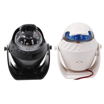 

Electronic Vehicle Boat Ship Car Compass Navigation Sea Marine Military Car Boat Ship Compass ABS LED Light White and Black Colo
