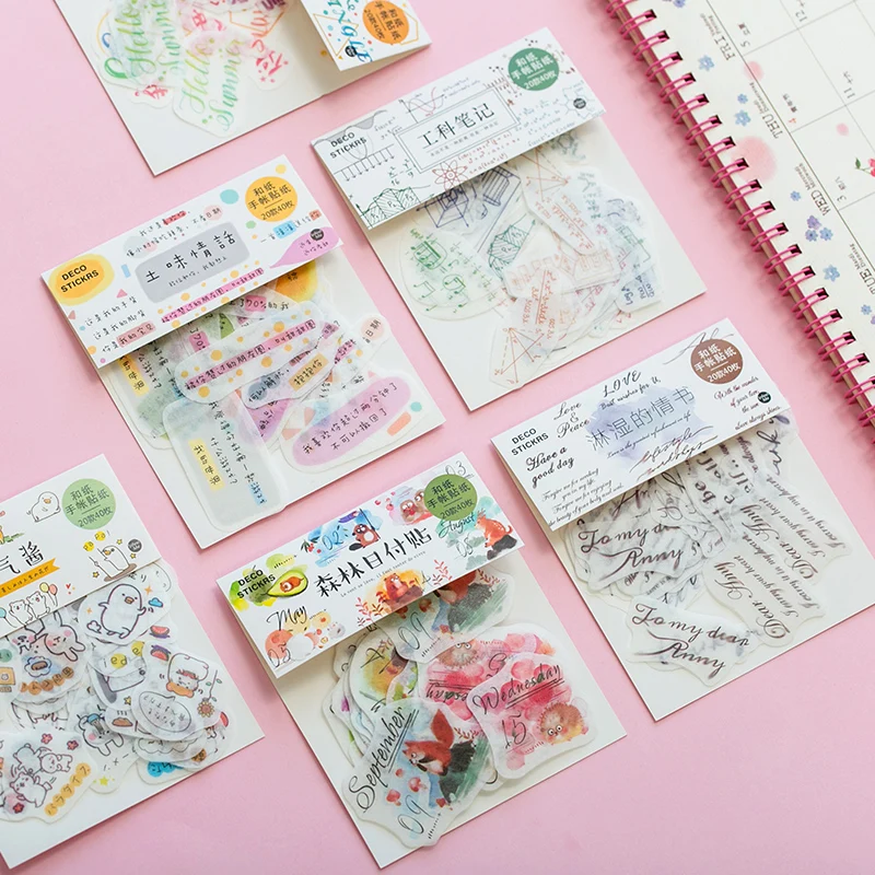 

40 Pcs/lot Kawaii Journal Diary Watercolor English Japanese Small Diy Travel Paper Cute Stickers Scrapbooking Flakes Stationery
