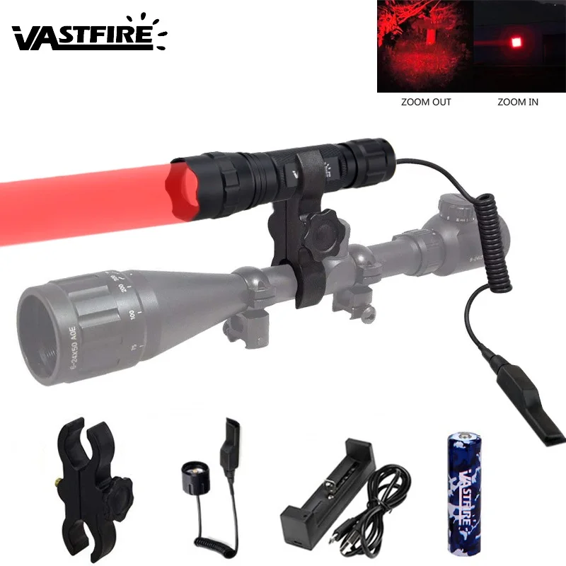 

1 Mode Ultra Bright Red color hunting flashlight Waterproof Scout light Tactical Flashlight Torch Hunting lamp for 18650