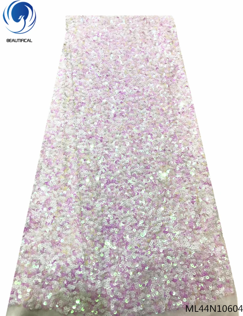 

BEAUTIFICAL glitter sequins lace fabric african net lace fabric with sequins tulle lace fabric 2019 for woman fabric ML44N106