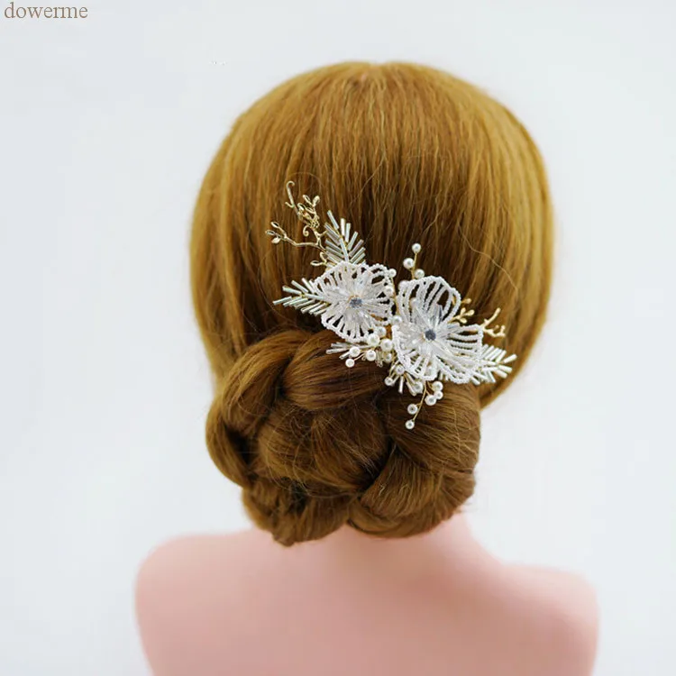 

Dower me Beaded Floral Bridal Hair Clip Jewelry Pearls Wedding Hair Comb Accessories Handmade Women Barrettes