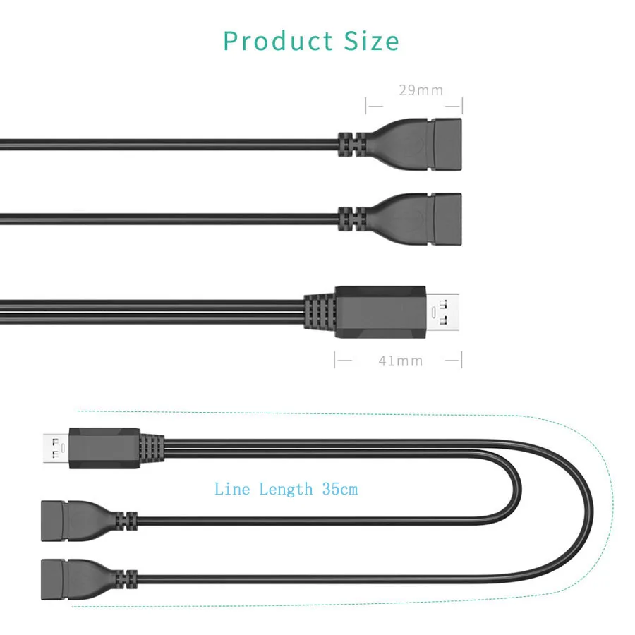 Двойной USB удлинитель A Male к 2 Female Y кабель адаптер питания конвертер USB2.0 2Dual Splitter