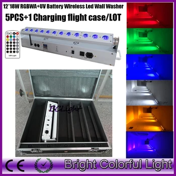 

China supply rechargeable wireless led stage light RGBWAUV 6 in 1 battery wireless dmx led wash light 12x18w led uplight for DJ