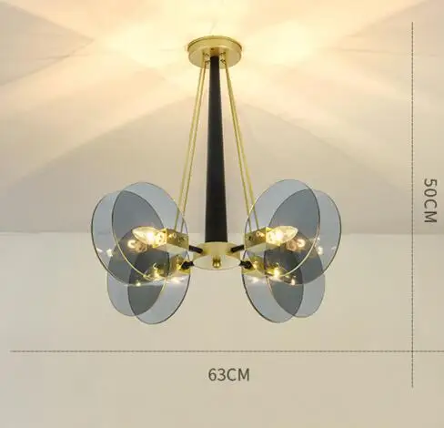 Скандинавские золотые металлические янтарные/Синие Серые стеклянные E14 светодиодные люстры для гостиной, люстры, люстры, светильники - Цвет абажура: 4 light blue gray