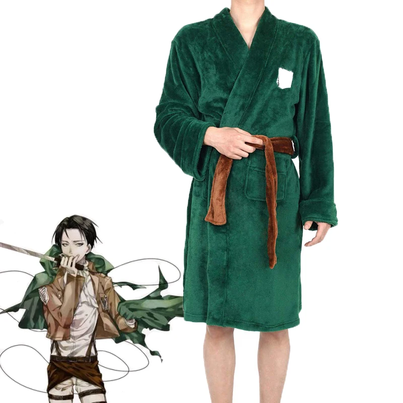 Костюм для косплея Attack on Titan фланелевый Халат Eren Jaeger Levi Ackerman костюм взрослых