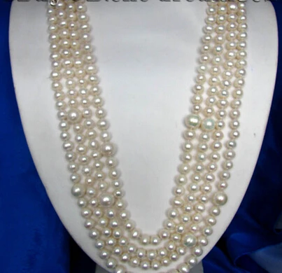 

FREE SHUPPING>>>@@> N977 100"round white freshwater pearl necklace