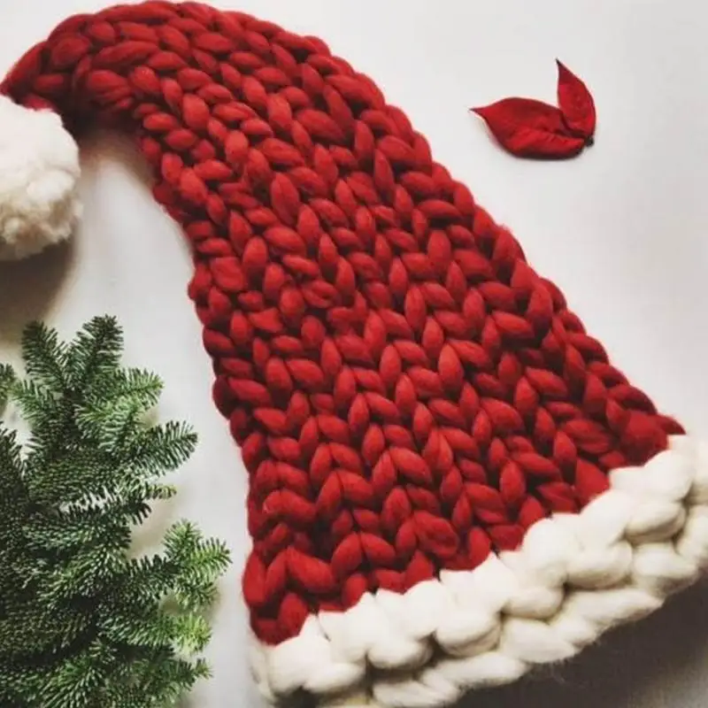 Рождественская шапка, шапка Санта Клауса, Детская Мягкая шерстяная вязаная шапка с шариком для детей, подарки для взрослых, YH-459972