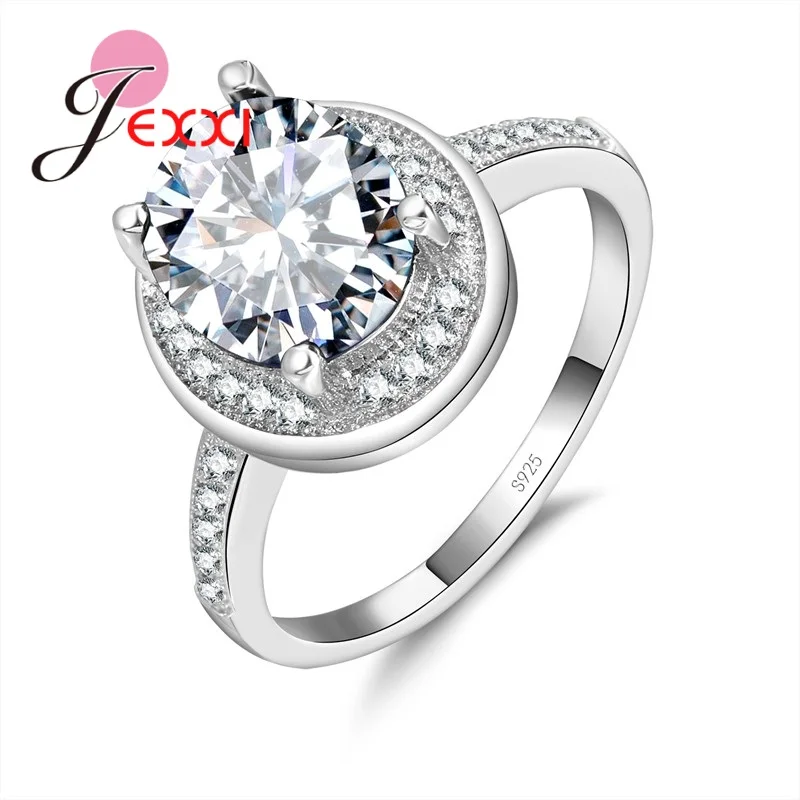 925 Sterling Silver Vintage prsteny pro ženy Módní kapela Anillos šperky CZ křišťálově zásnubní prsten