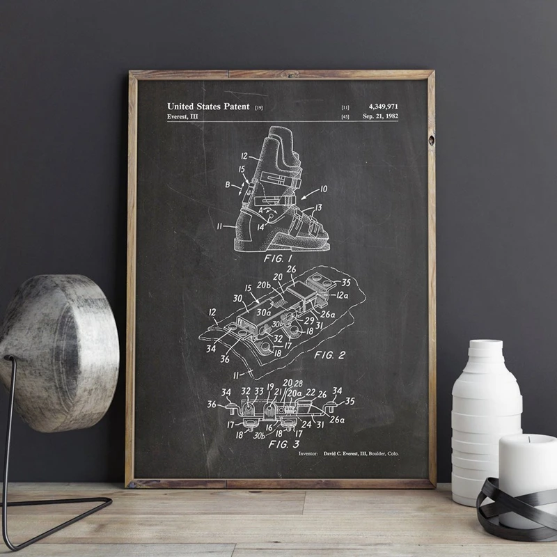 Ski Boots Patent Poster Mountain Home Decoration