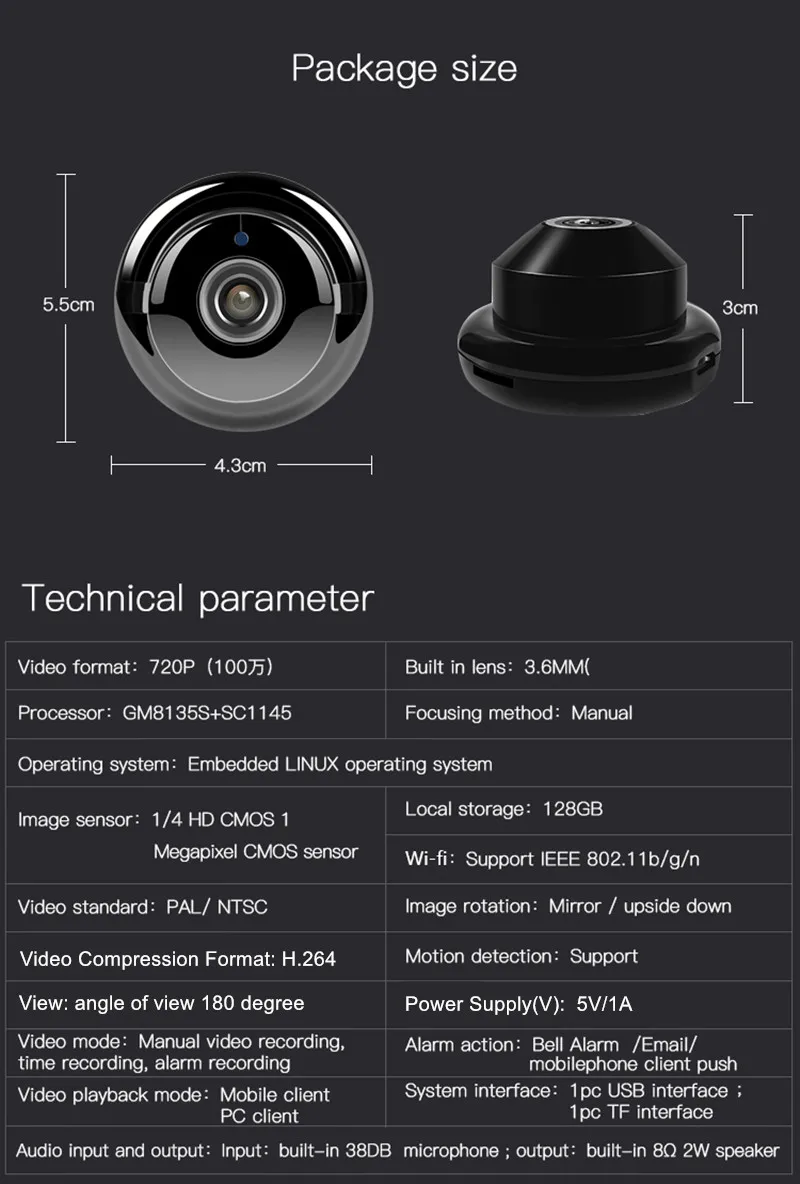 ZILNK рыбий глаз IP камера 960P HD 180 градусов WiFi камера Сетевая Беспроводная Домашняя безопасность ИК мини-камера Радионяня вид