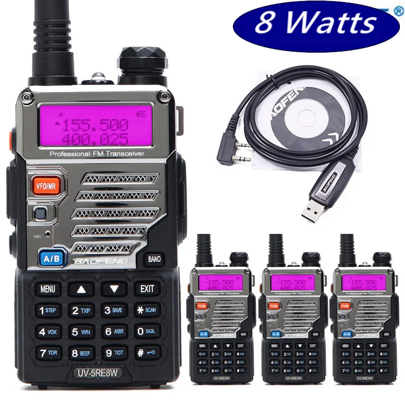 

4 Pcs BaoFeng UV-5RE 8W Walkie Talkie 10km Dual Band UV5R Two Way Radio VOX Flashlight Handheld Long Range Portable Ham CB Radio