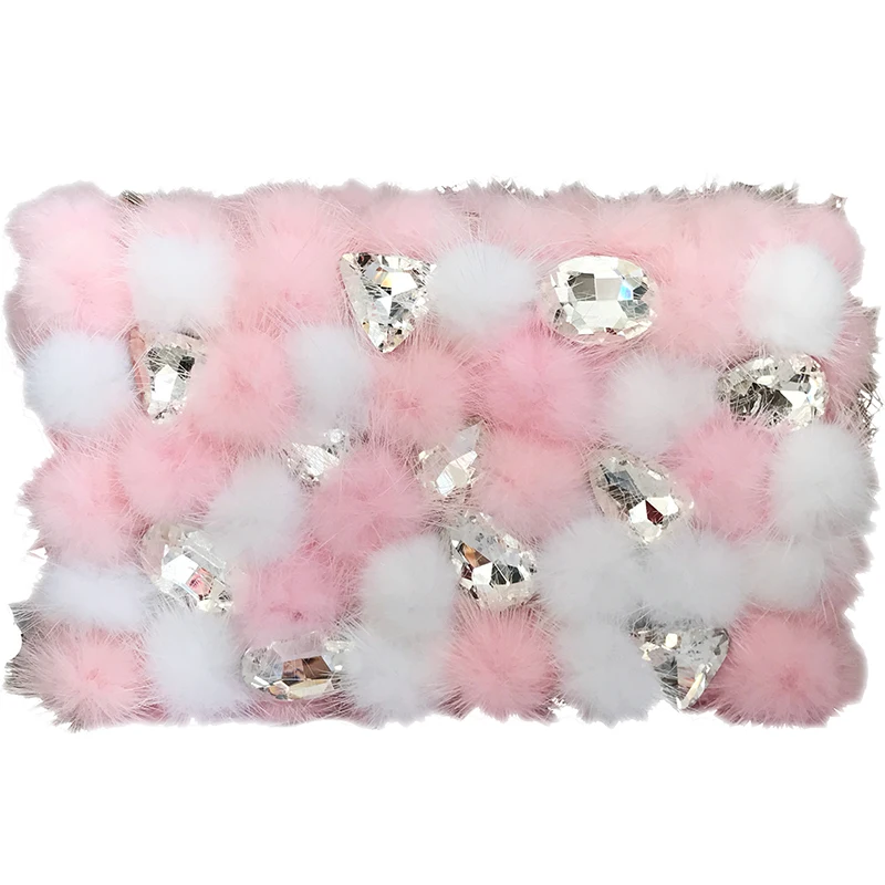 

Mink Hair Fur bag Women's Designer Luxury Handbag 2019 New Fashion Sweet Girl Pearl Tote bag Diamond Shoulder Messenger Bag