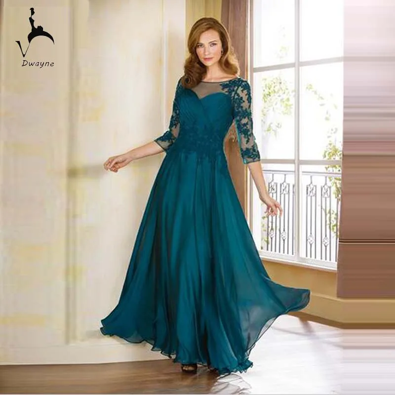 Emerald Green Mother Of The Bride Dresses Emerald Green Chiffon Mother of the Bride Dresses Fashion 3/4 Sleeve