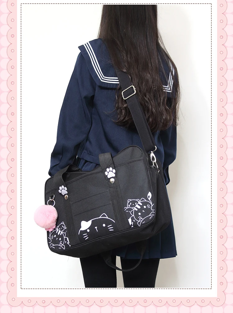 Японская школьная сумка JK с мультяшным милым котом и Китом, школьная сумка для девочек