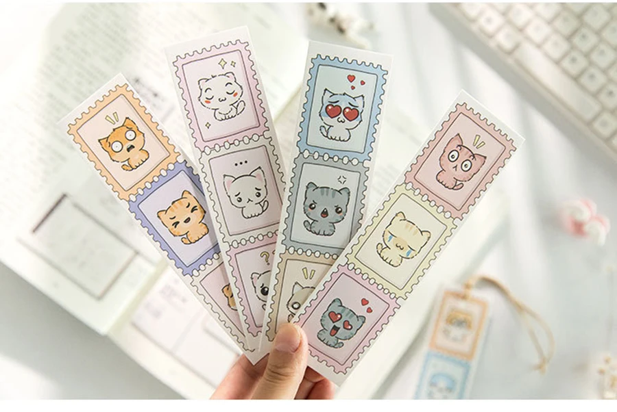 30 шт./кор. Кот Экспрессия студентов крафт бумага Stationery канцелярские Kawaii мультфильм закладки для офиса школьные канцелярские принадлежности