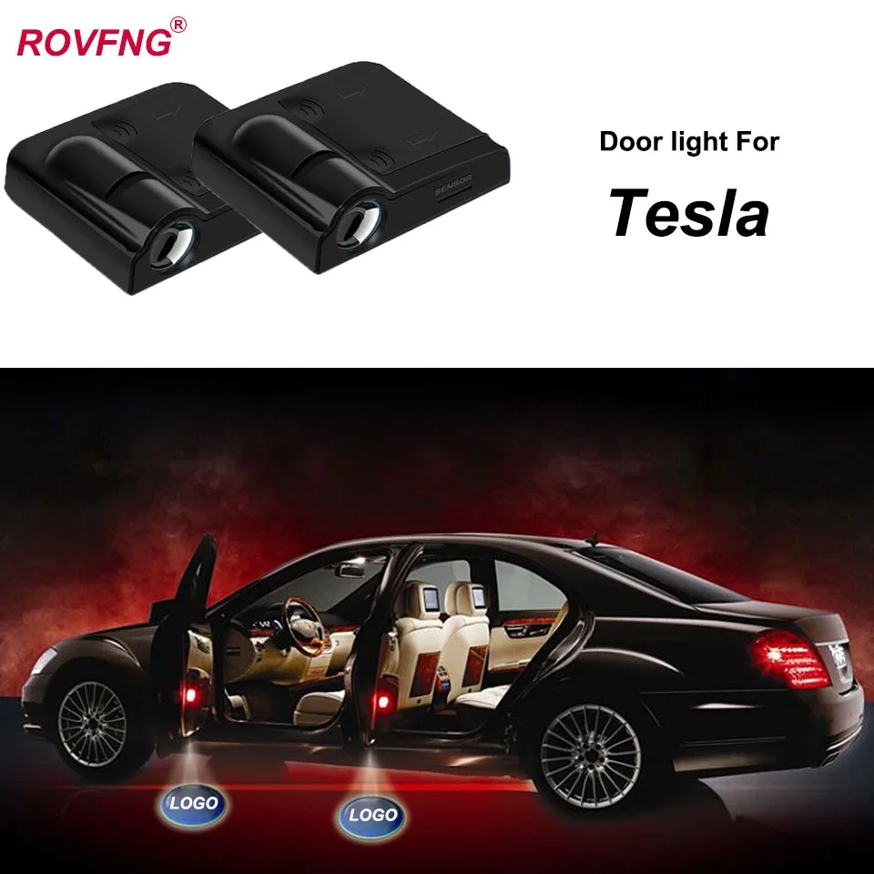 ROVFNG Добро пожаловать Свет Двери тени автомобиля логотип проектор для Tesla модель