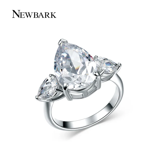 newbark prong setting copper engagement ring water drop zirconia jewelry silver color fashion big wedding bands - Big Wedding Ring newbark prong setting copper engagement ring water drop zirconia jewelry silver color fashion big wedding bands - Big Wedding Ring
