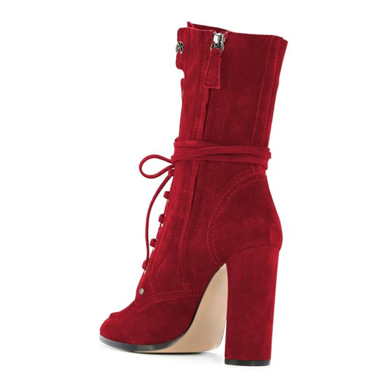 burgundy_buckle_chunky_heel_boots_suede_lace_up_square_toe_booties03