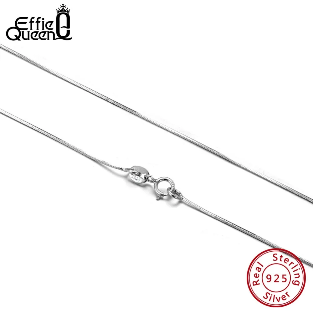 

Effie Queen Genuine 925 Sterling Silver Chain Necklace For Women Men Silver Jewelry 45cm Length Snake Chain Wholesale Gift DSC19