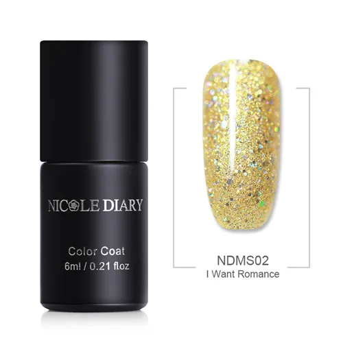 Nicole Diary Magic Starlight Гель-лак 6 мл красочные Holo блестки пайетки личная гигиена лак 6 цветов - Цвет: NDMS02