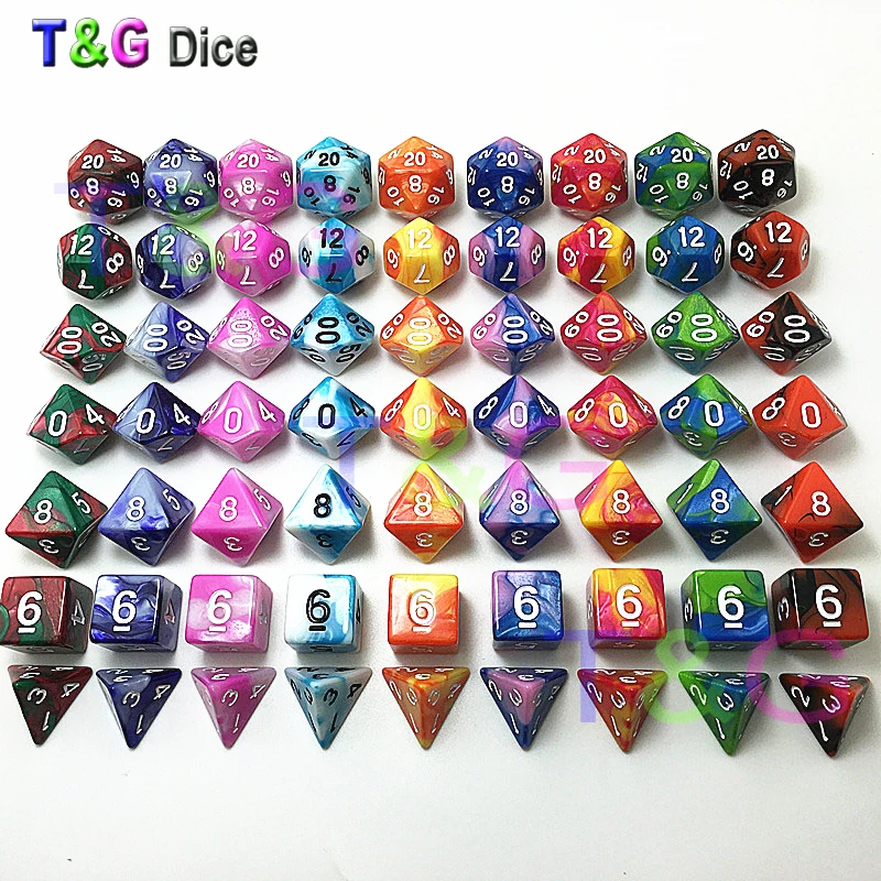 

T&g High Quality Double-Color Effect Dice Set with D4 D6 D8 D10 D10 D12 D20 7pc/lot for RPG Board Game with Friends Family