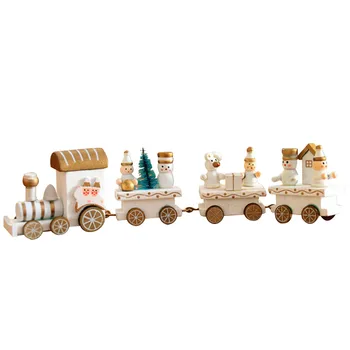 

Kid Christmas Gift Wood Train Block Four/Five Sections Wooden Christmas Train Blocks Little Model Craft Ornaments