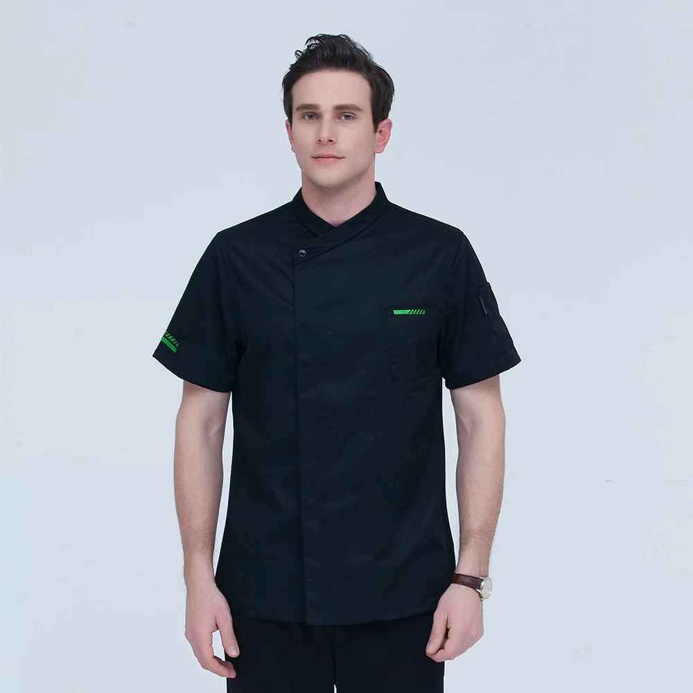 black Новая Черная противообрастающая куртка шеф-повара ресторанная одежда для повара в отельной кухне костюм для мужчин и женщин домашнее пальто кухонные Рабочие комбинезоны одежда - Цвет: black
