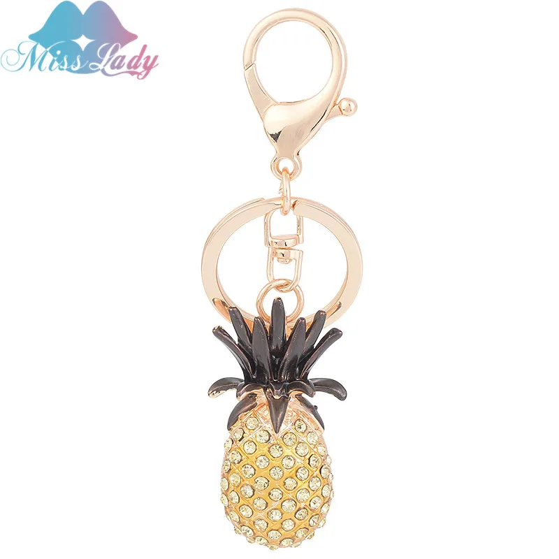 

Miss Lady New design Resina de la manera Pineapple crystal fashion keychain fine keychain Car Pendant Ornaments keyrings MLC3544