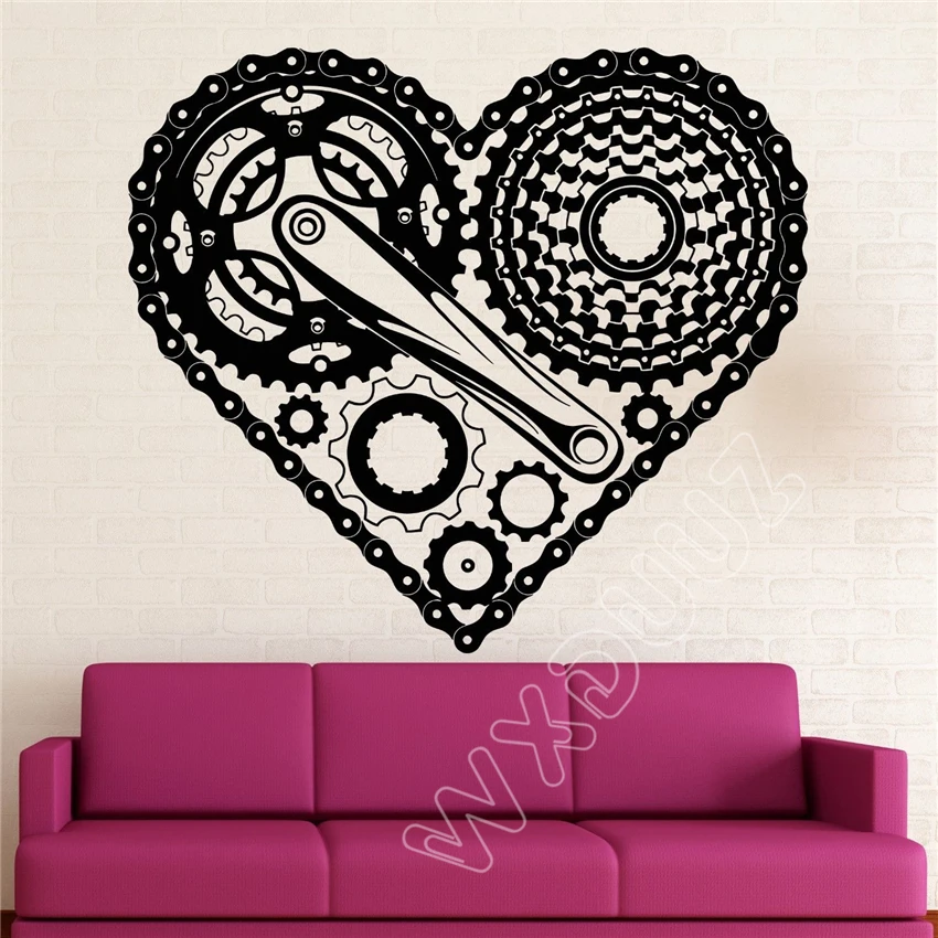 

WXDUUZ Heart Love Steampunk Engine Mechanical Bike Art Decor Sticker Wall Stickers Decor Removable Poster B272