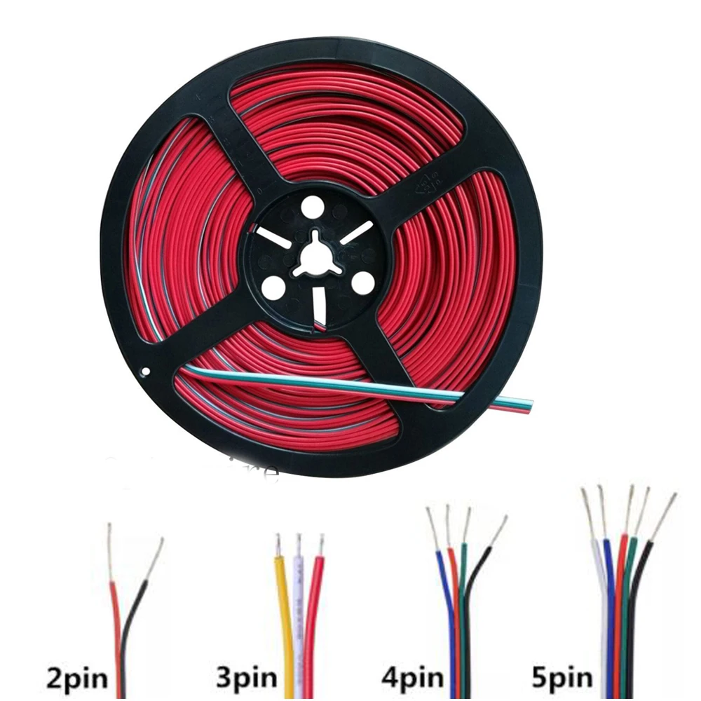 

5m 10m 100M LED STRIP Connector Extension Cable Wire 22AWG Extend Cable RGB CCT RGBW LED Strip Extend Copper Cord Wire