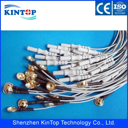 

20pcs/lot Comaptible new Din 1.5 TPU EEG Cable with gold plated cup eeg electrodes Holter Recorder ECG Patient Cable